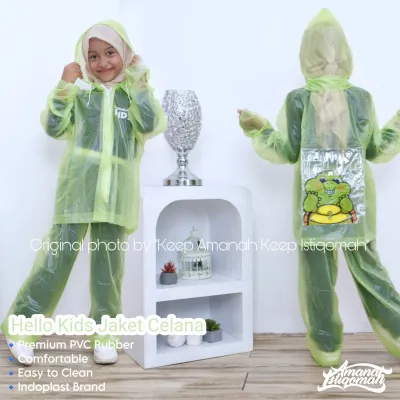 Hello Kids Jas Hujan Setelan Jaket Celana Anak Setelan PVC