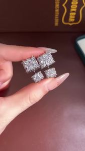 Unique Design Two-wear Earrings for Women Shining Zircon Square Earrings Light Luxury High-end Designer Fashion Jewelry Party W