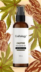 Craftology Castor Oil 100mL for Hair and Scalp 100% Pure Cold-Pressed Hexane-Free