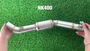 Stainless Steel Motorcycle Exhaust Middle Link Pipe With Back‑pressure Chamber For CF‑MOTO NK400 NK650