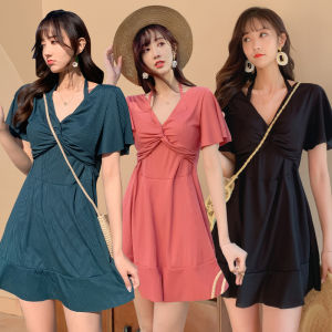 Luoke Large size swimsuit women one-piece conservative new style slimming hot spring swimsuit