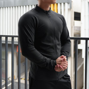 Mens Fitness Training Jacket Long Sleeve Zipper Stand Collar Running Cycling Sportswear Breathable Slim Fit Autumn Winter