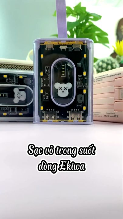 (Chính Hãng 2023) Pin sạc dự phòng trong suốt 20000 mah, 3 đầu dây hỗ trợ sạc cực nhanh, Cục pin màn hình tích hợp đèn Led hiển thị % pin nhỏ gọn, tương thích các dòng máy, powerbank