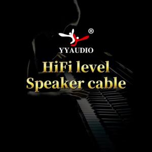 YYAUDIO One Pair HiFi Speaker Cable High Purity 6N OFC Core with Banana and Y 24K Gold Plug Horn Cable for Amplifier Speaker