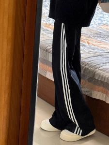 Vibe Trendy Three Bars Loose Sweatpants Mens Casual American Style Trend Stripes Straight-Leg Trousers Wide Leg Sports Pants
