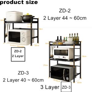 TRENY Microwave Rack Oven Rack Kitchen Rack Storage Rack Kitchen Organizer Rak Dapur Kitchen Cabinet Organizer /Foldable Seasoning Rack Spice Rack