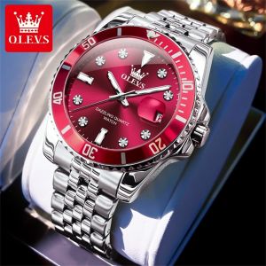 OLEVS Watch For Men Original Waterproof New Multifunctional Diamond Rotating Bezel Design Luminous Calendar Business Mens Watch