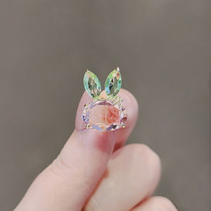 Cute Girls Clothing Collar Accessory New Style Rabbit Brooch Female Personalized Anti-exposure Crystal Collar Pin