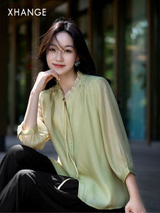 French Commute Elegant Summer Lysell Fabric Mushroom Collar Shirt