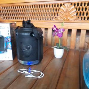 Fleco F-1102K Speaker Karaoke Portabel dengan LED Dynamic Light Show dan Mikrofon Tahan Air - Hitam