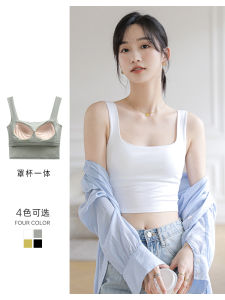 White Beauty Back Camisole Womens Summer Modal Short Inner Base Square Collar Outer Wear Chest Pad Underwear Top