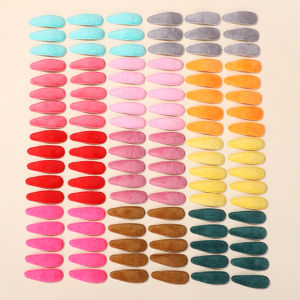 50PCS random colors waterdrop hair BB clips for girls hair bangs Cute fuzzy felt cloth alloy hair clip kids headdress