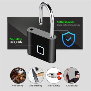 Box Padlock Fingerprint Padlock Anti-theft Waterproof USB Portable Smart Portable Digit D3C9 Keyless Security Lock Charging