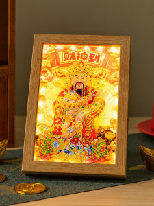 Creative Glow God of Wealth Bring In Wealth and Treasure Lighting Decorative Painting Small Night Lamp Home Living Room Desktop Ornaments New Chinese Hallway