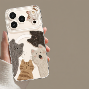 YOUSIDUN | Camera Design Cute Cat Pattern Magnetic Standable Phone Case for iPhone 17promax