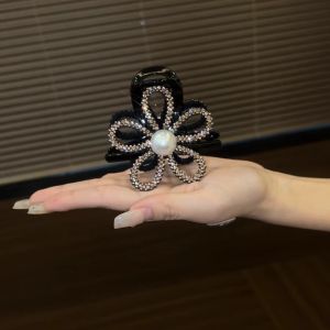 Shiny Diamond Hollow Flower Hair Claw Womens High Ponytail Shark Clamp Stylish Hair Accessory out New 2025