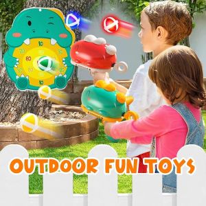 Dinosaur Sticky Ball Throwing Toy Set Shooting Ball Gun Dart Board Target Soft Bullet Outdoor Indoor Game Girl Boy Birthday Gift