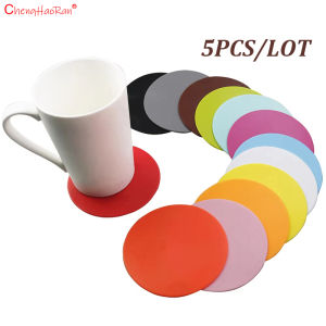 5PCS Silicone 10cm Round Coaster Creative Simple Style Candy Color Waterproof Slip And Anti Scalding Odorless Home Decoration