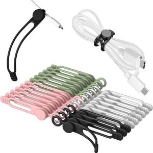10pcs Silicone Cable TiesCord OrganizerCable StrapsReusable Cord TiesTravel Cable Organizer Cute Elastic Tie Wire Ties