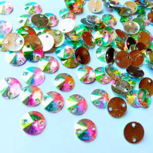payet resin pelangi bulat ukuran 8mm harga per lusin