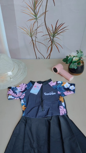 Kids Swimwear Dress Skirt for Girls Cute Floral Design One-piece Swimsuit Dress with Short for Girls 3-11 Years Old