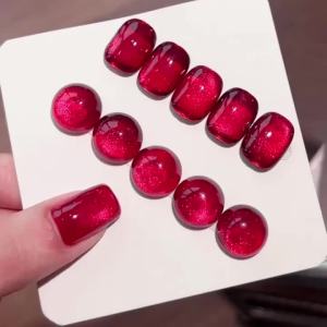 Sơn Móng Tay Gel Mắt Mèo Đỏ Giáng Sinh 10ml Màu Đỏ Ruby Lấp Lánh Từ Tính UV LED Dễ Tẩy Dành Cho Làm Móng Tự Làm Và Dụng Cụ Salon