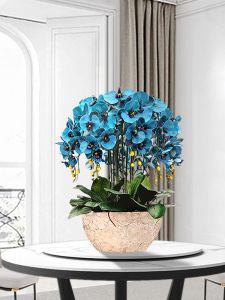 Hejia Pu Hand Feel Real Phalaenopsis Artificial Flower Suit Fake Flower Overall Floral Dining Table Flower in Living Room High-Grade Ornamental Flower