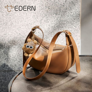 EDERN 2025 ใหม่กระเป๋าสะพายไหล่หนังแท้สำหรับผู้หญิงกระเป๋าทรงเกี๊ยวหรูหราแฟชั่นกระเป๋าสะพายข้างหนังวัวความจุขนาดใหญ่กระเป๋าใต้วงแขนสุภาพสตรีกระเป๋าสลิง