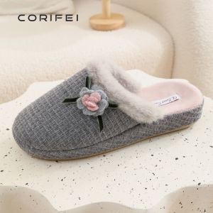 Giày Đi Trong Nhà Bằng Vải Cotton Mùa Đông Mới Cho Nữ Đế Mềm Chống Trượt Đế Dày Sang Trọng Sàn Gỗ Dùng Trong Nhà