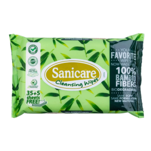 Sanicare Cleansing Wipes 40 Sheets - Bamboo Fibers