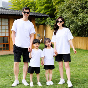 Fashionable Pure Cotton Short Sleeve T-Shirt Family Matching Outfits Baby Mother Daughter Son Summer Casual Wear All Ages