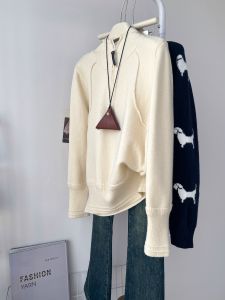 QINGNAER | Hooded Zip-up Loose Fit Sweater