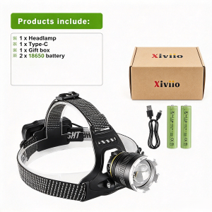 Đèn Pha Sạc Siêu Mạnh XHP390 Có Cảm Biến Hồng Ngoại Đèn Pha Câu Cá LED Tầm Xa 1500m Bao Gồm Pin 18650