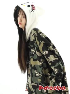 Korean Fashion Cotton Hoodie Jaclet Formal For Adult Plus Size XL Women Lady Stitch Pichaqiu Hello Kitty