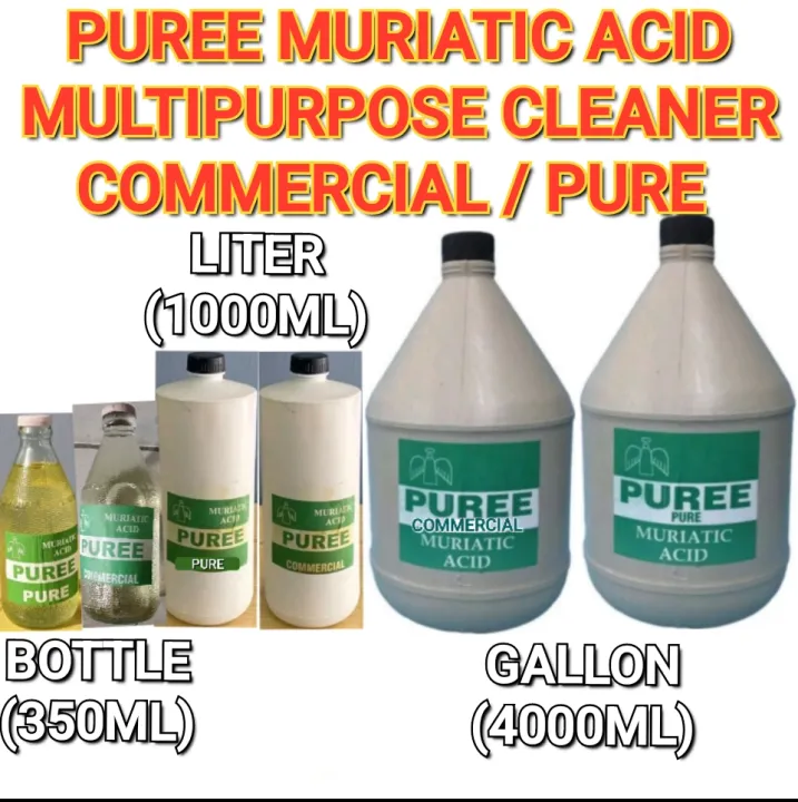 PUREE MURIATIC ACID COMMERCIAL / PURE 350ML, 1LITER, 1 GALLON FOR ...