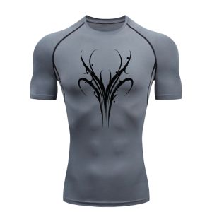 Exquisite Patterned Pattern 2026 Mens Sports T-shirt Training Fitness Compression Rashgard Tops Jogging T-shirt Workout T-Shirt