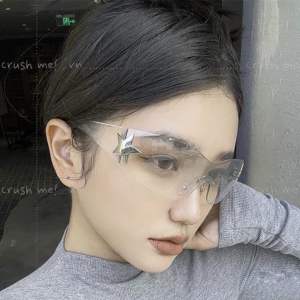 Crush me KM09 Kính râm mát ngôi sao trong suốt y2k punk rock acubi đi biển âu mỹ cục chiến chất grunge star sunglasses