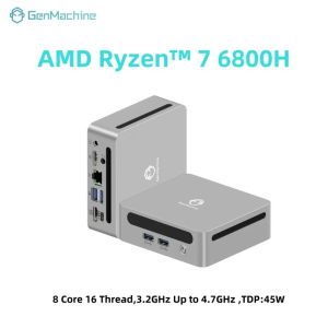 AMD | GenMachine AMD Ryzen 7 6800H 4.7GHz 45W Mini PC Windows 11 DDR5 24G 6400Mhz WIFI6 Mini Pc Gamer Diy Gaming office Computer
