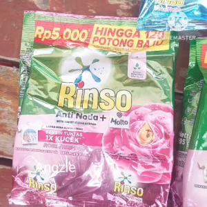 Harga 4 pcs Rinso Bubuk kemasan 5000 isi 195 gr