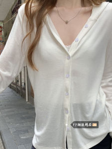 Áo Len Cardigan Dệt Kim Mỏng Mùa Hè 2025 Áo Khoác Ngoài Chống Nắng Có Mũ Trùm Đầu Áo Khoác Ngoài Rộng Rãi Thoải Mái Dài Tay