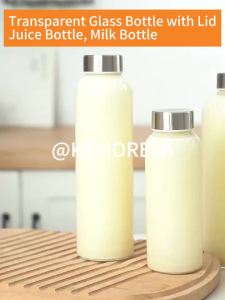 Glass Sports Water Bottle with Carrying Strap 500/750/1000ML for Vegetable Juices Fruit Juices And Coffee Include Cleaning Brush