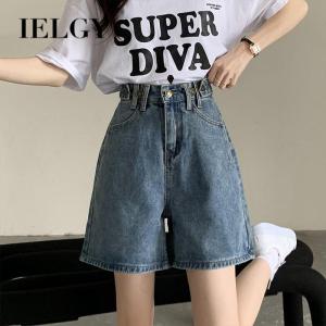 IELGY กางเกงขากว้างทรงหลวมตรงกับทุกชุดของผู้หญิงย้อนยุคเกาหลีขนาดใหญ่ของยีนส์ขาสั้นสำหรับสตรี