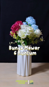 Bunga Mawar Plastik 6 Kuntum Rose Artificial Bunga Palsu Import