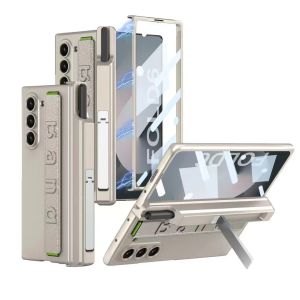 Luxury Soft Leather Wrist Strap Bracket & Ultra-Thin Matte Hard Cover for Samsung Galaxy Z Fold 5G