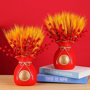 2001 BOX CNY Flower Hamper Red Bucket Box Florist Gift New Year Fruit Fortune Flannel DIY Bouquet Pot 花桶新年插花抱抱桶中国风福桶 礼篮