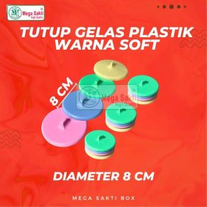 (ISI 6 PCS) TUTUP GELAS PLASTIK WARNA SOFT / TUTUP GELAS PLASTIK WARNA WARNI