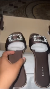 CALVARI - KRISTA Sandal Wanita Korea Teplek Casual Kekinian Size 36 - 40 Sendal Flat Cewek Kasual