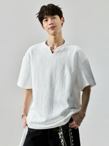 SZON | Muscle Texture Lettering Cleanfit V-Neck Loose Fit T-Shirt