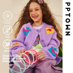 PPTOWN | Knitted Outerwear Purple Spring Autumn Sweater Cardigan