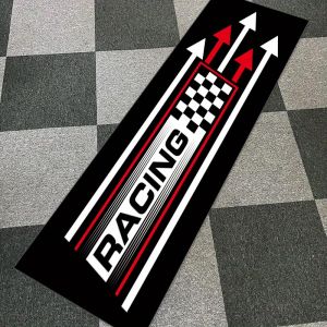 VIKAMA Retro Motorcycle Garage Mat Non-Slip Oil Absorbent Parking Mat Easy Clean Workshop Floor Carpet Home Decor